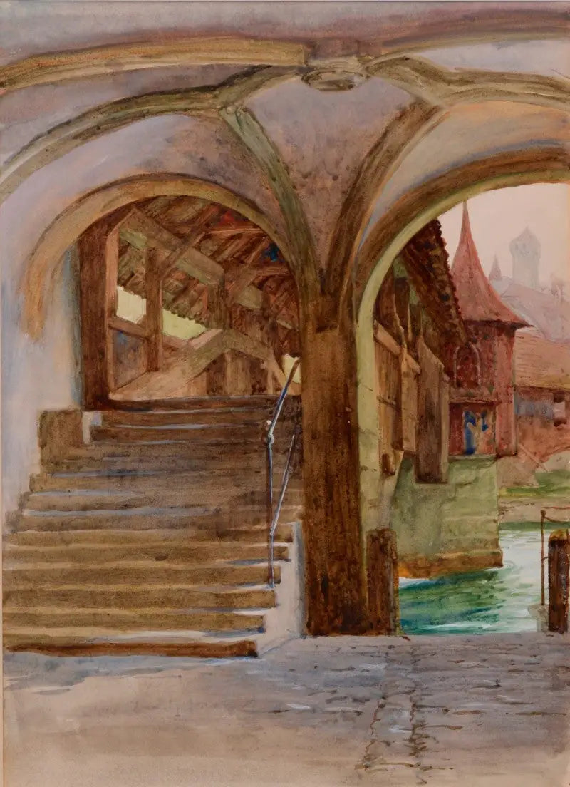 Puente de la Capilla en el lago de los Cuatro Cantones - Frank Bernard Dicksee