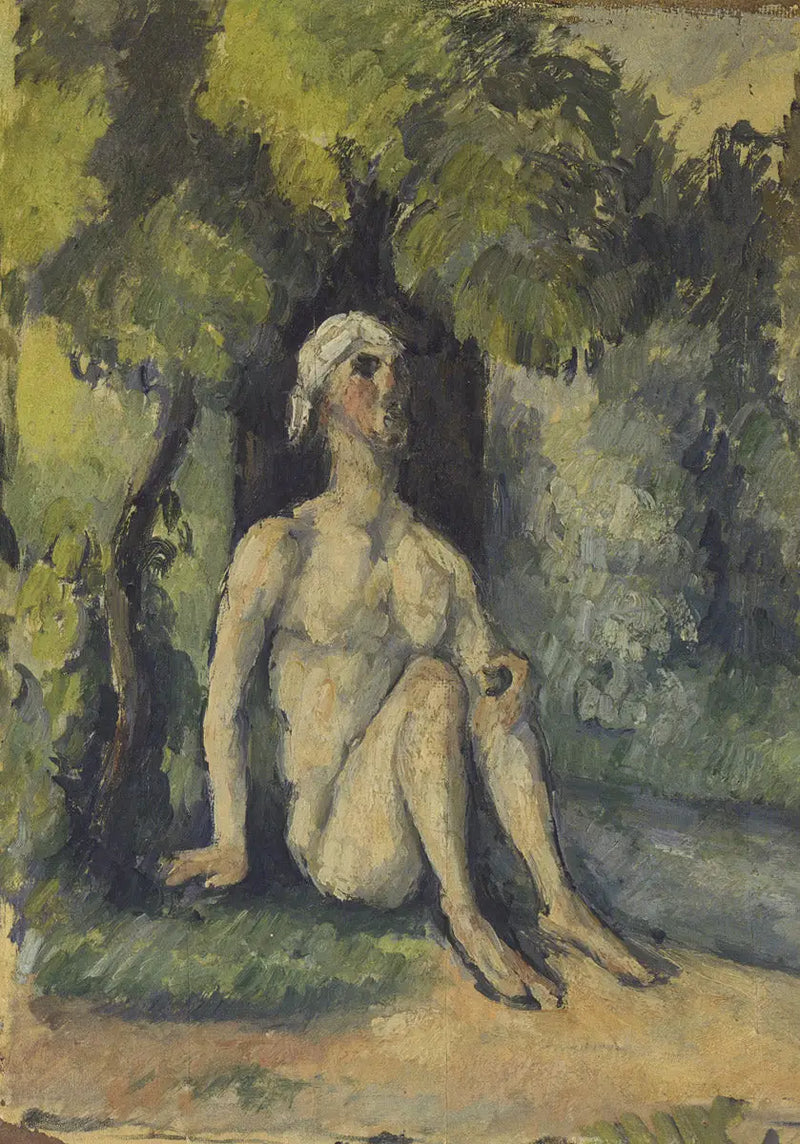 Bañista sentado al borde del agua - Paul Cézanne