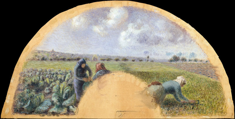 Soporte de ventilador: Los recolectores de col - Camille Pissarro