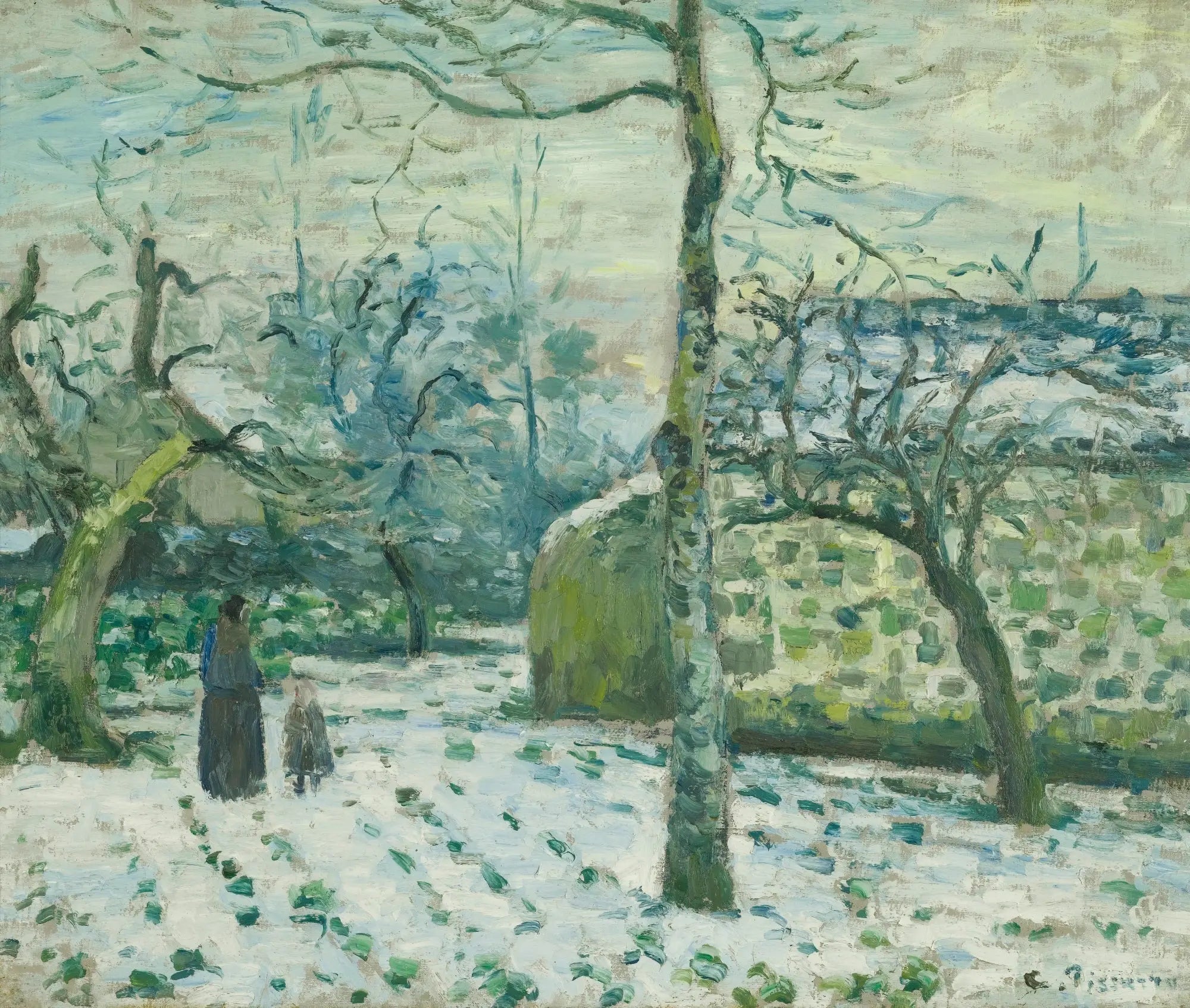 Reproduction du tableau « Effet de neige à Montfoucault - Camille Pissarro » par Alpha Reproduction en peinture à l’huile