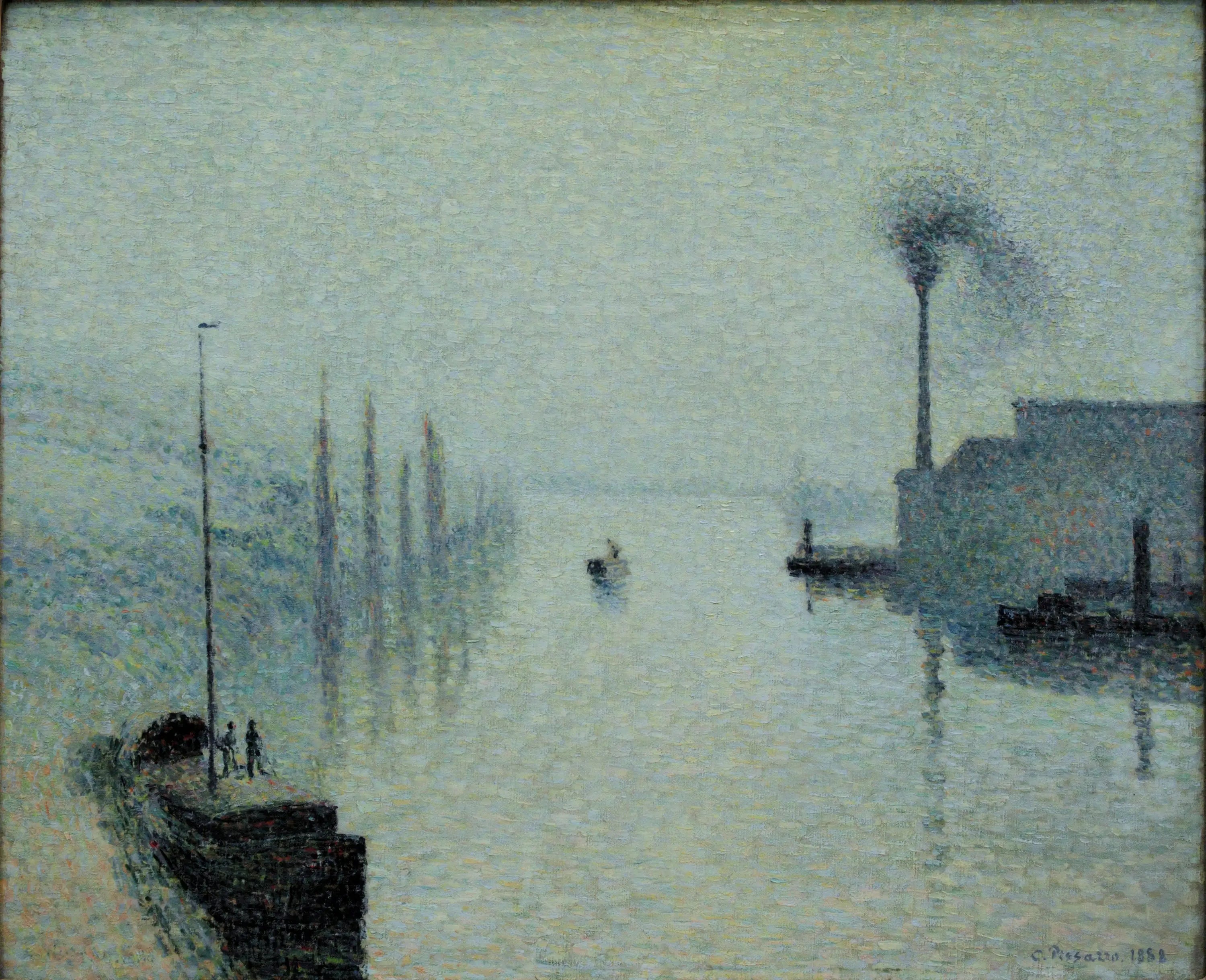 Reproduction du tableau « La Seine à Rouen, l'île Lacroix, effet de brouillard - Camille Pissarro » par Alpha Reproduction en peinture à l’huile