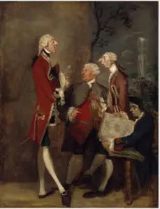 Caricatura de Thomas Brudenell, barón Bruce, del honorable John Ward, de Joseph Leeson, futuro 2º conde de Milltown, y de Joseph Henry de Shafford. - Joshua Reynolds