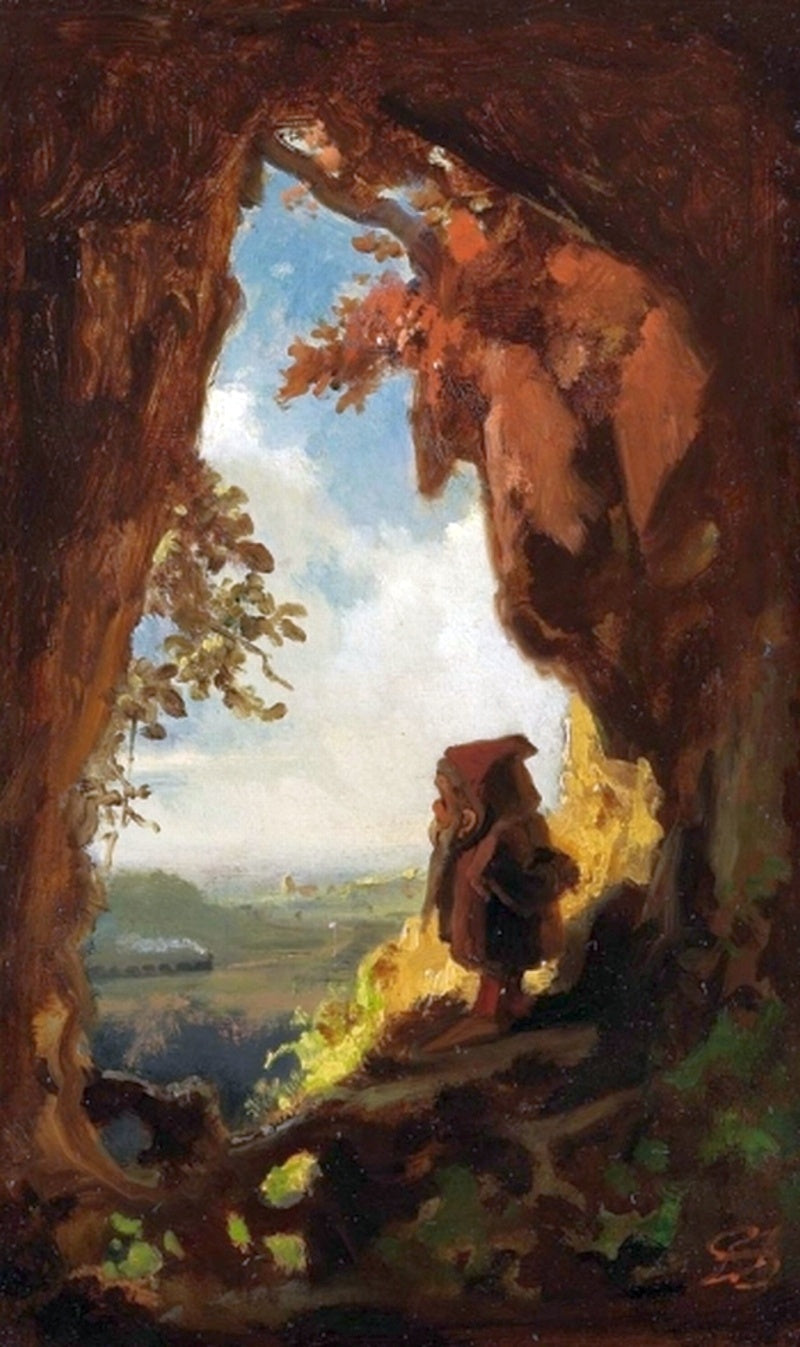 Gnome regardant un train - Carl Spitzweg - Alpha Reproduction
