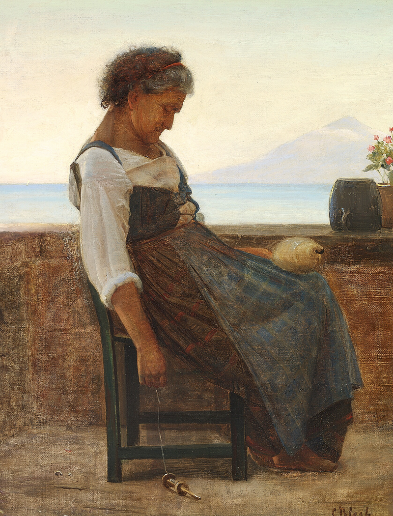 Una mujer italiana toma una siesta. - Carl Heinrich Bloch