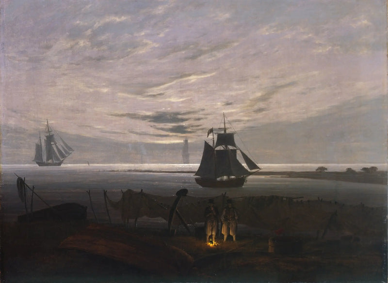 Atardecer en la playa del Báltico - Caspar David Friedrich