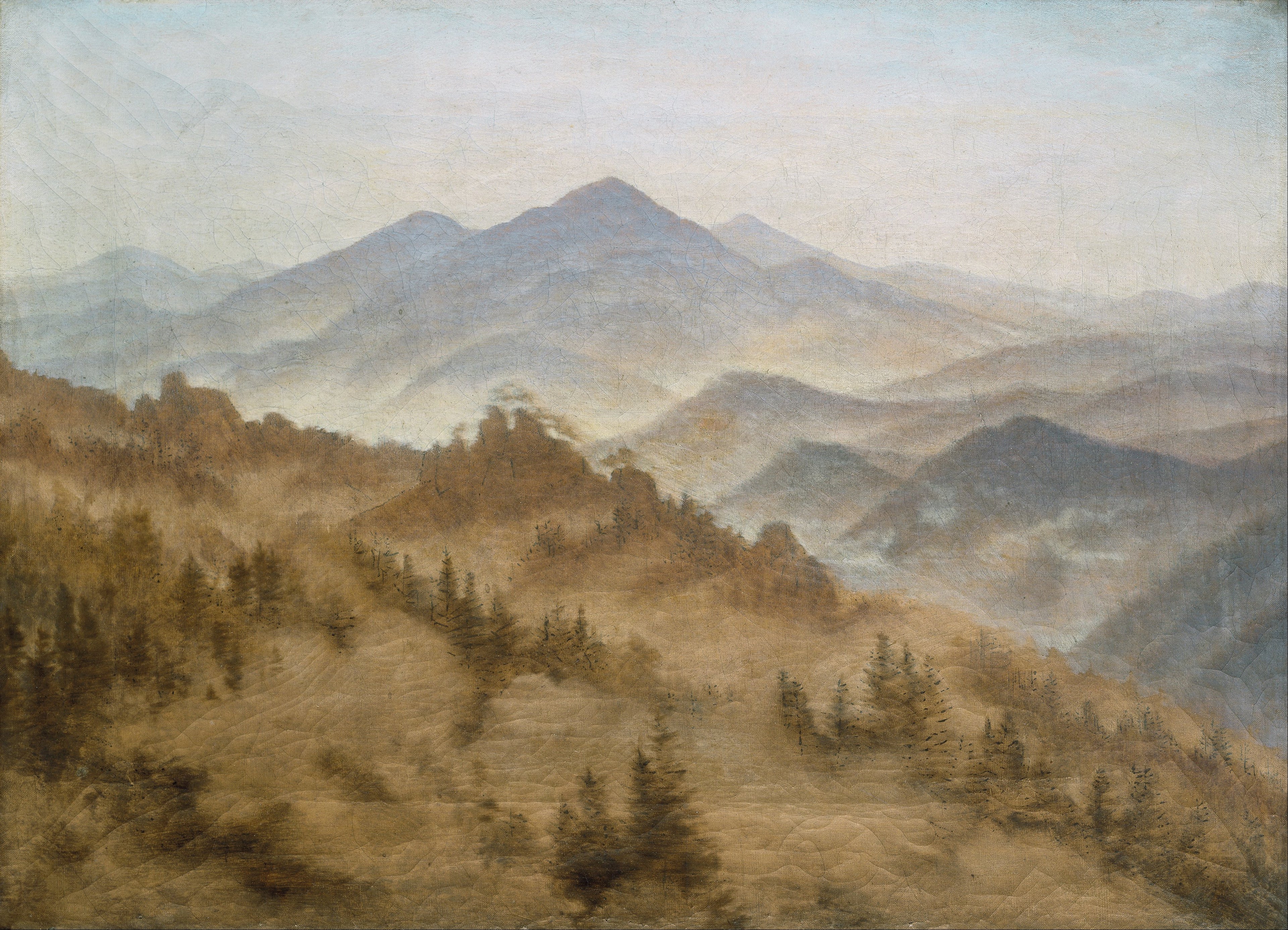 Reproduction du tableau « Paysage avec le mont Rose dans la Suisse bohème - Caspar David Friedrich » par Alpha Reproduction en peinture à l’huile