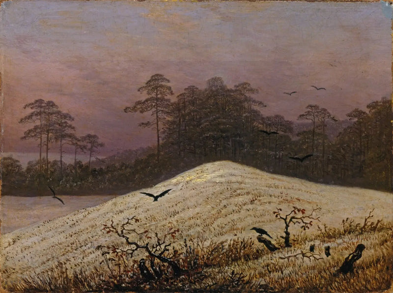 colina de nieve con cuervos - Caspar David Friedrich