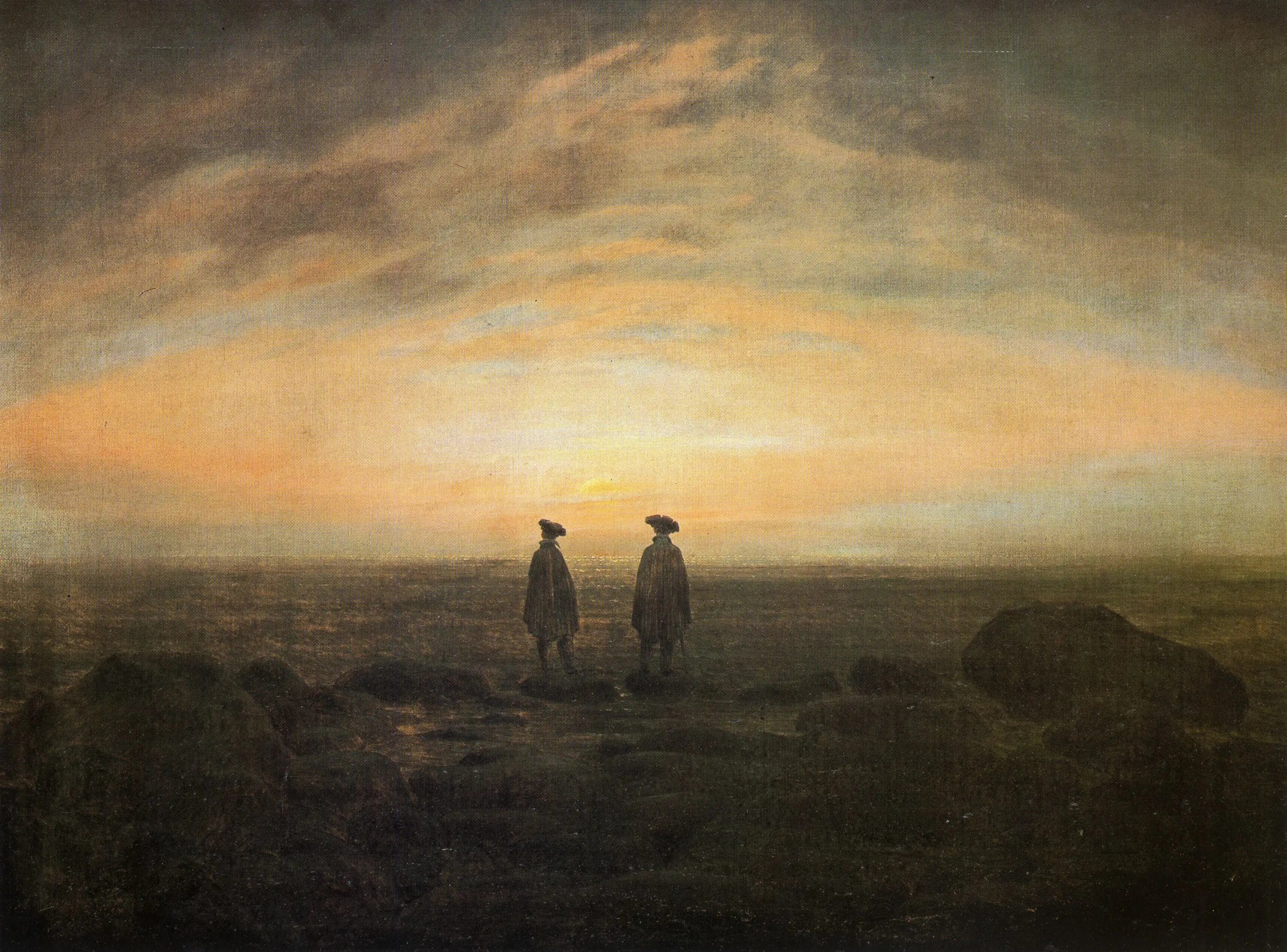 Reproduction du tableau « Deux hommes au bord de la mer - Caspar David Friedrich » par Alpha Reproduction en peinture à l’huile