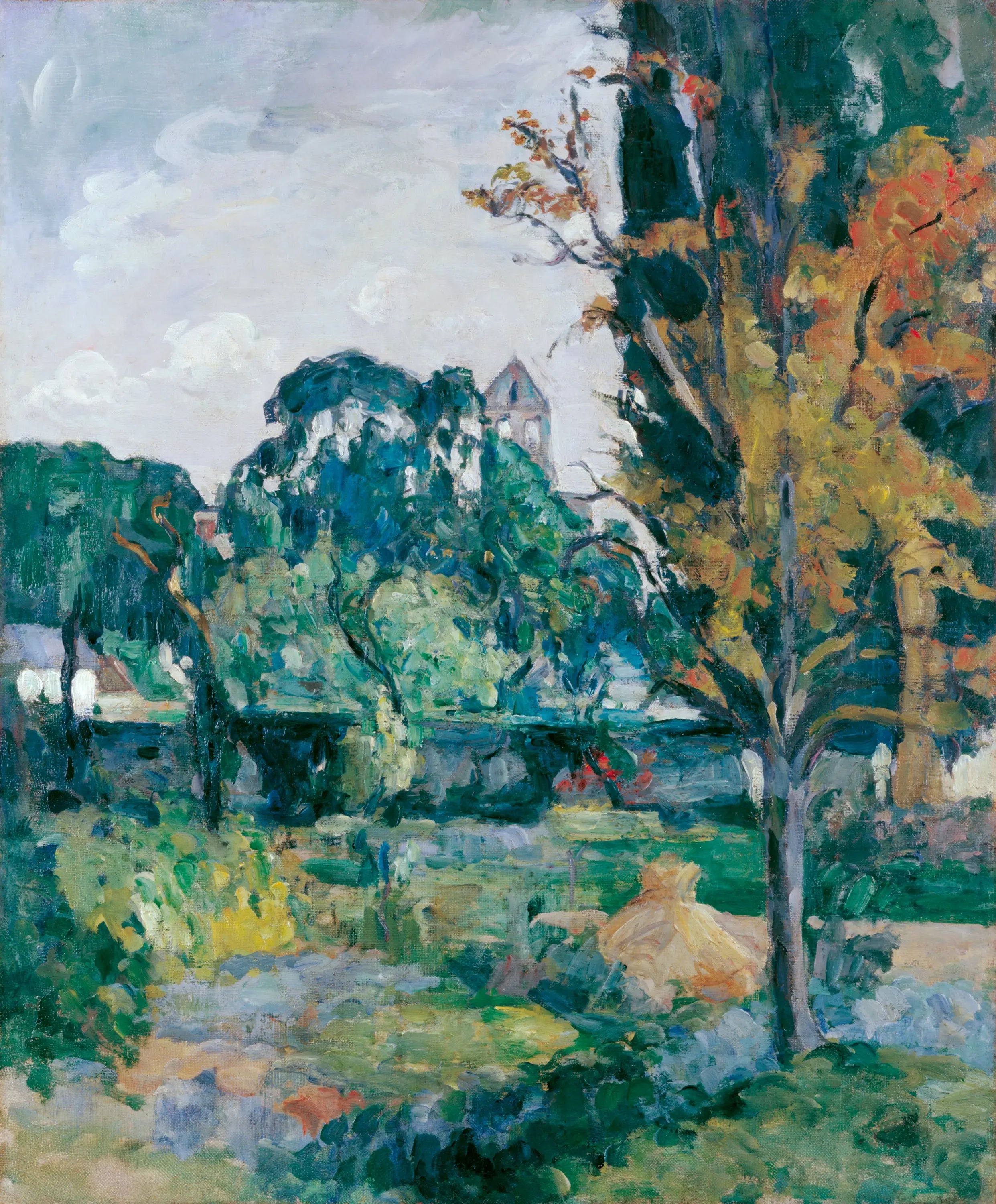 Reproduction du tableau « Paysage avec clocher - Paul Cézanne » par Alpha Reproduction en peinture à l’huile