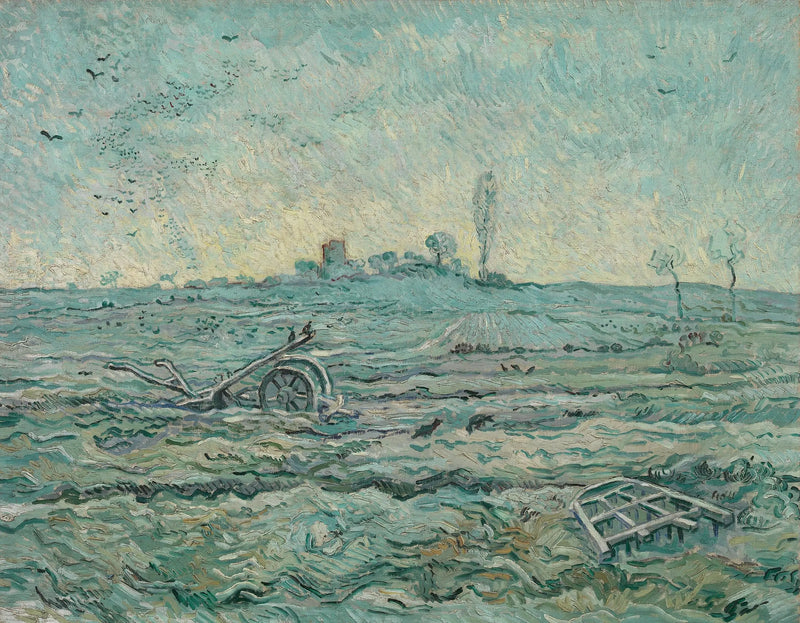 Campo nevado con arado - Vincent van Gogh