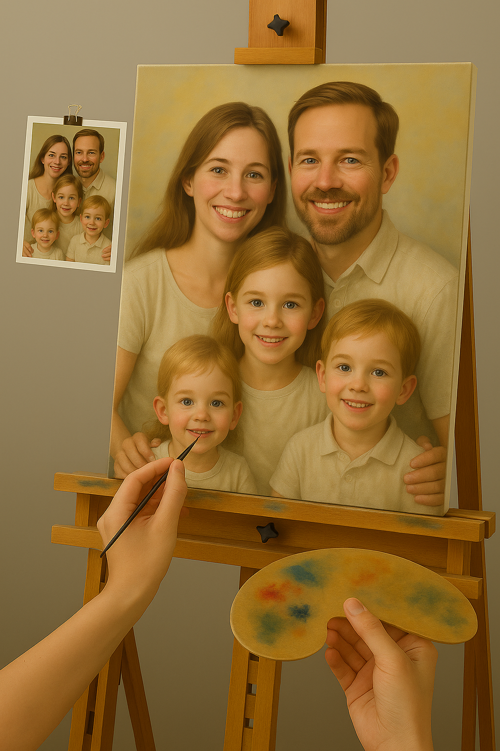 🎨 Cuadro Retrato Familiar Personalizable – Pintura al Óleo Única
