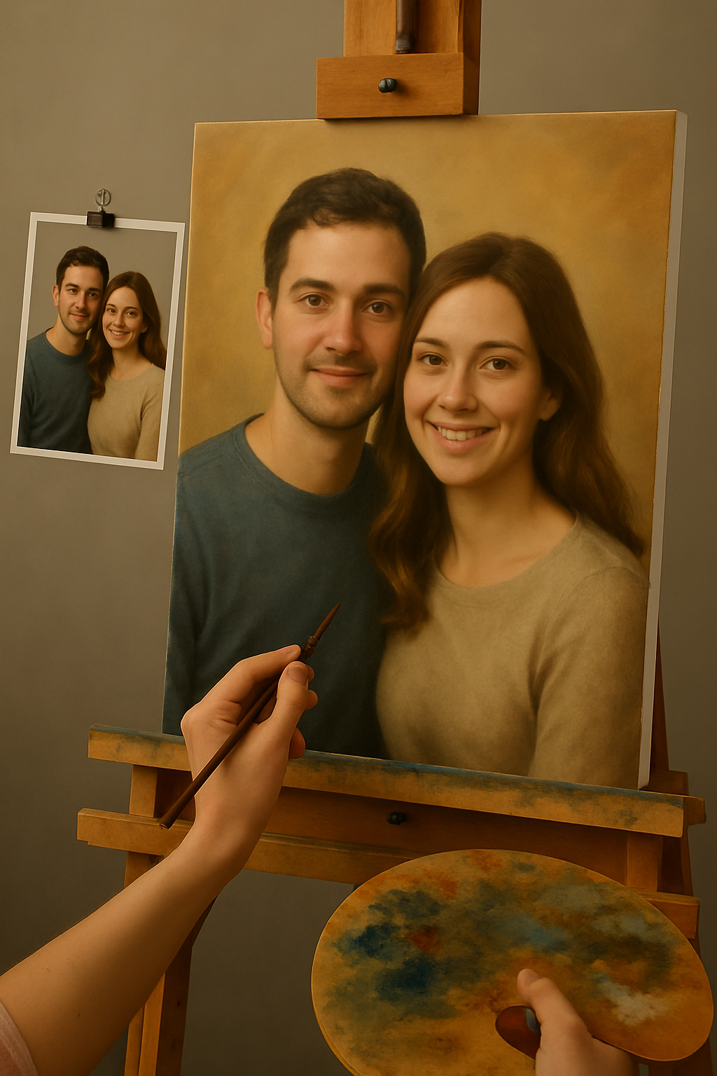 💑 Cuadro personalizado para parejas – Pintura al óleo única y emocional