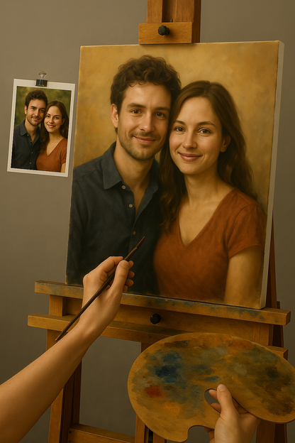 💑 Cuadro personalizado para parejas – Pintura al óleo única y emocional