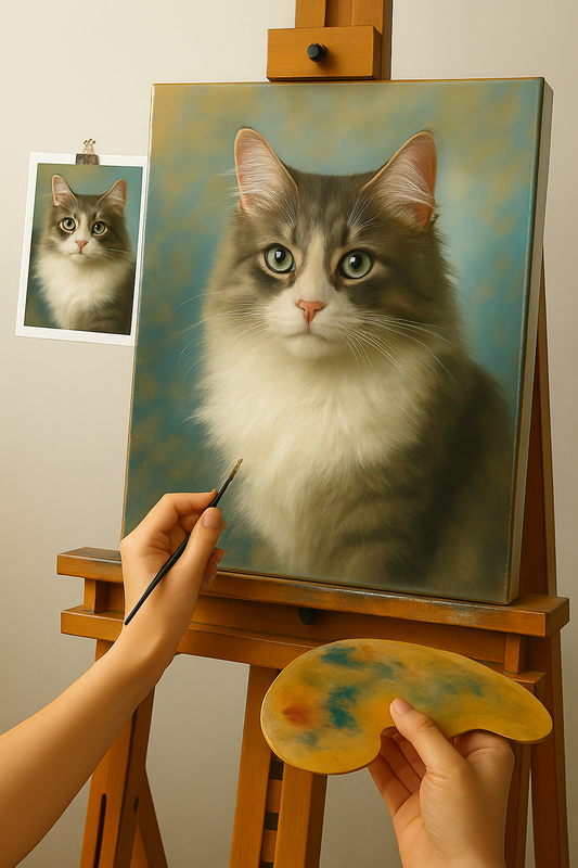 🎨 Cuadro Retrato de Gato Personalizable – Pintura al Óleo Única