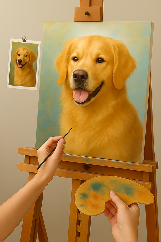 🎨 Cuadro Retrato de Perro Personalizable – Pintura al Óleo Única