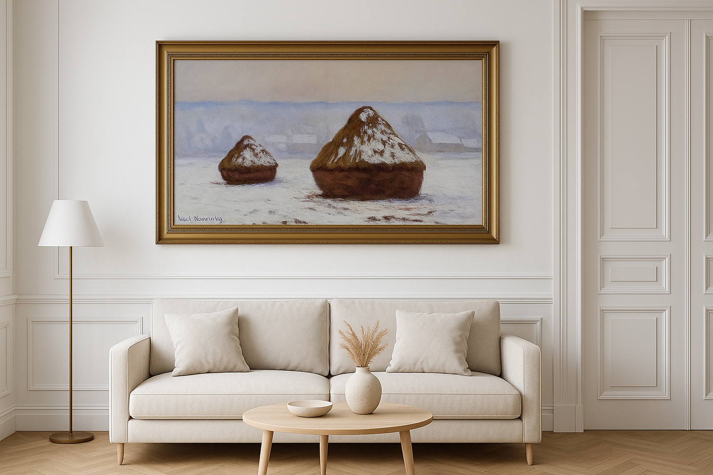 Meules, efecto de nieve de Claude Monet