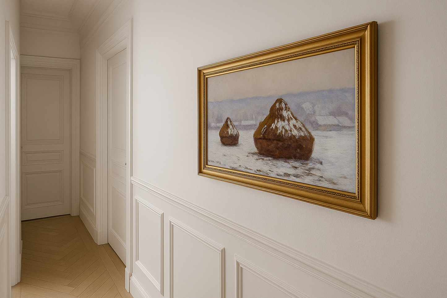 Meules, efecto de nieve de Claude Monet
