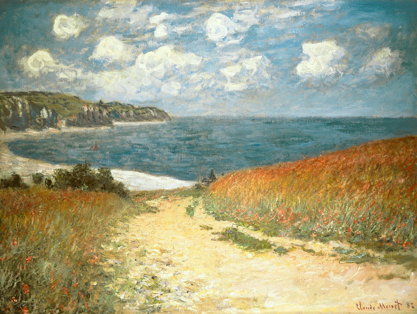 🌾 Camino entre los trigales en Pourville – Claude Monet (1882)
