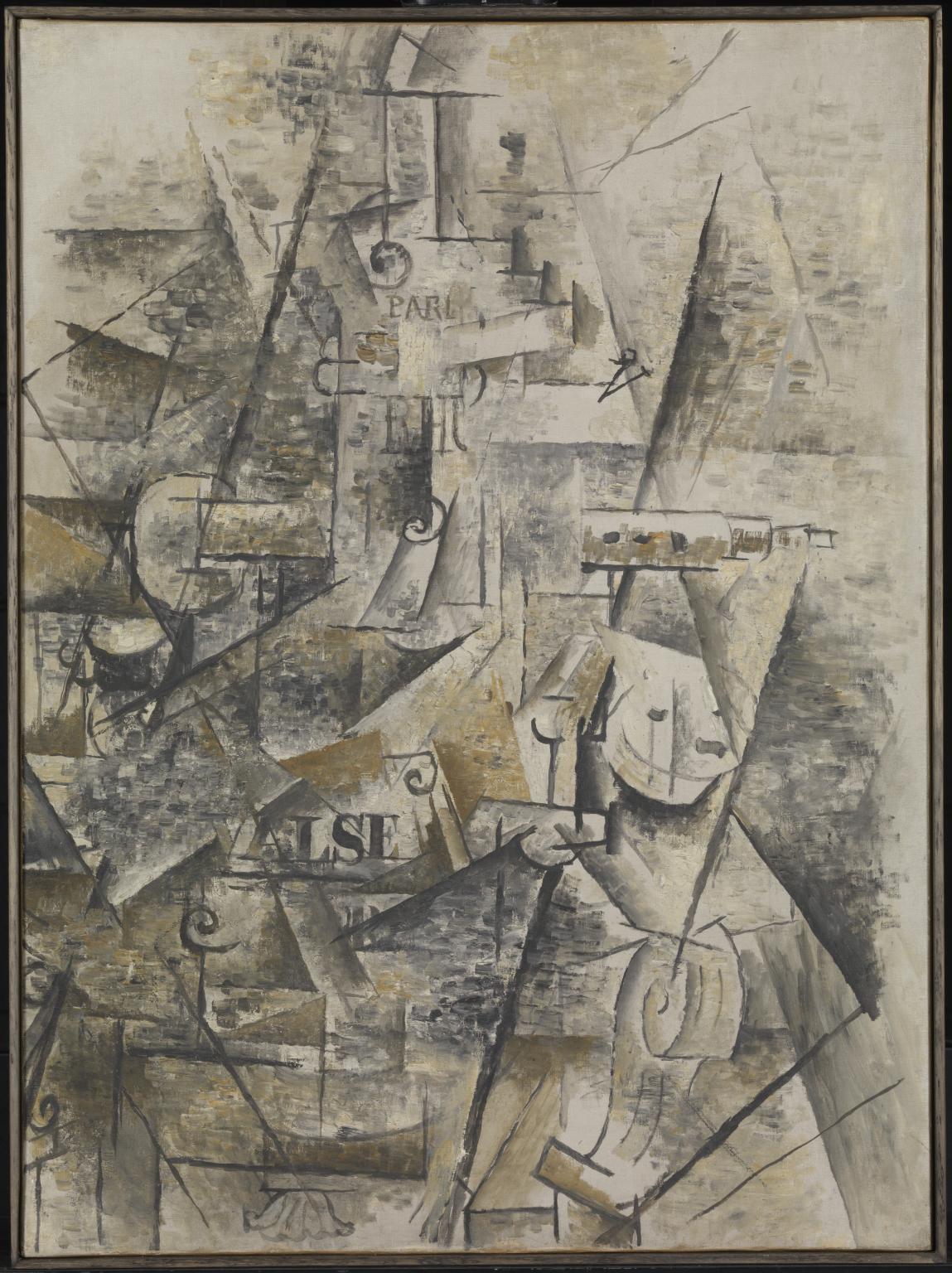 Clarinete y botella de ron sobre una chimenea – Juan Gris (1911–1912)