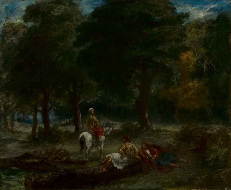 Caballeros griegos en reposo en un bosque - Eugène Delacroix