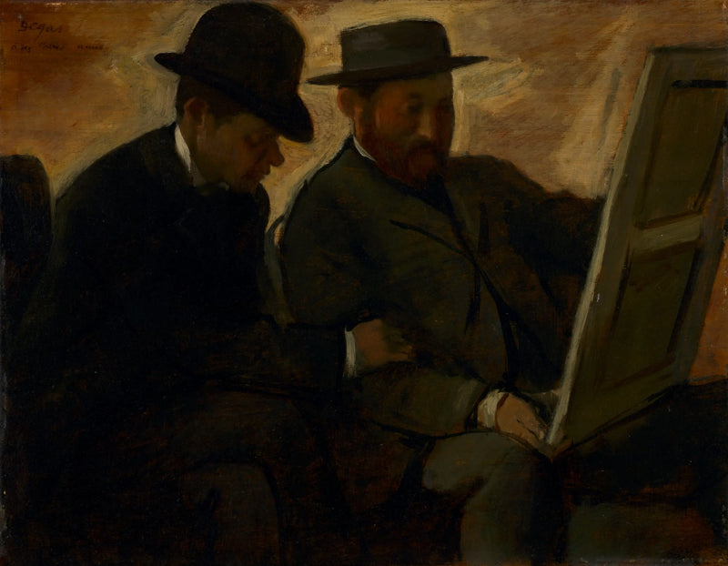 Paul Lafond y Alphonse Cherfils examinando una pintura - Edgar Degas