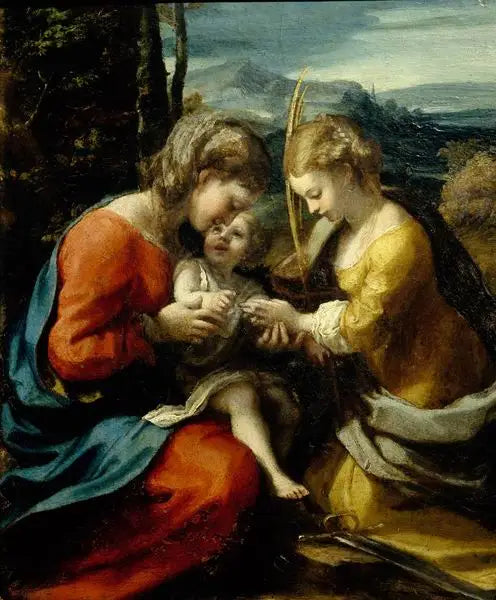 Matrimonio místico de Santa Catalina de Alejandría (Museo Capodimonte) - Antonio da Correggio