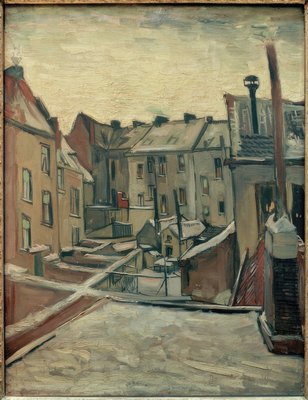 🏙️ Patio de recreo en Amberes – Vincent van Gogh (1885–1886)