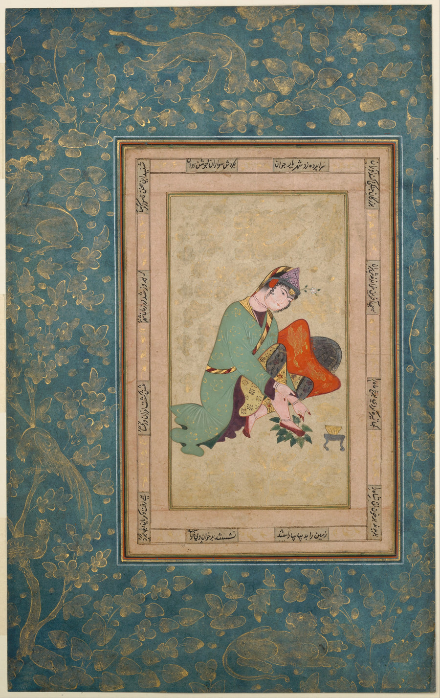 Femme appliquant du henné - Atelier persan anonyme