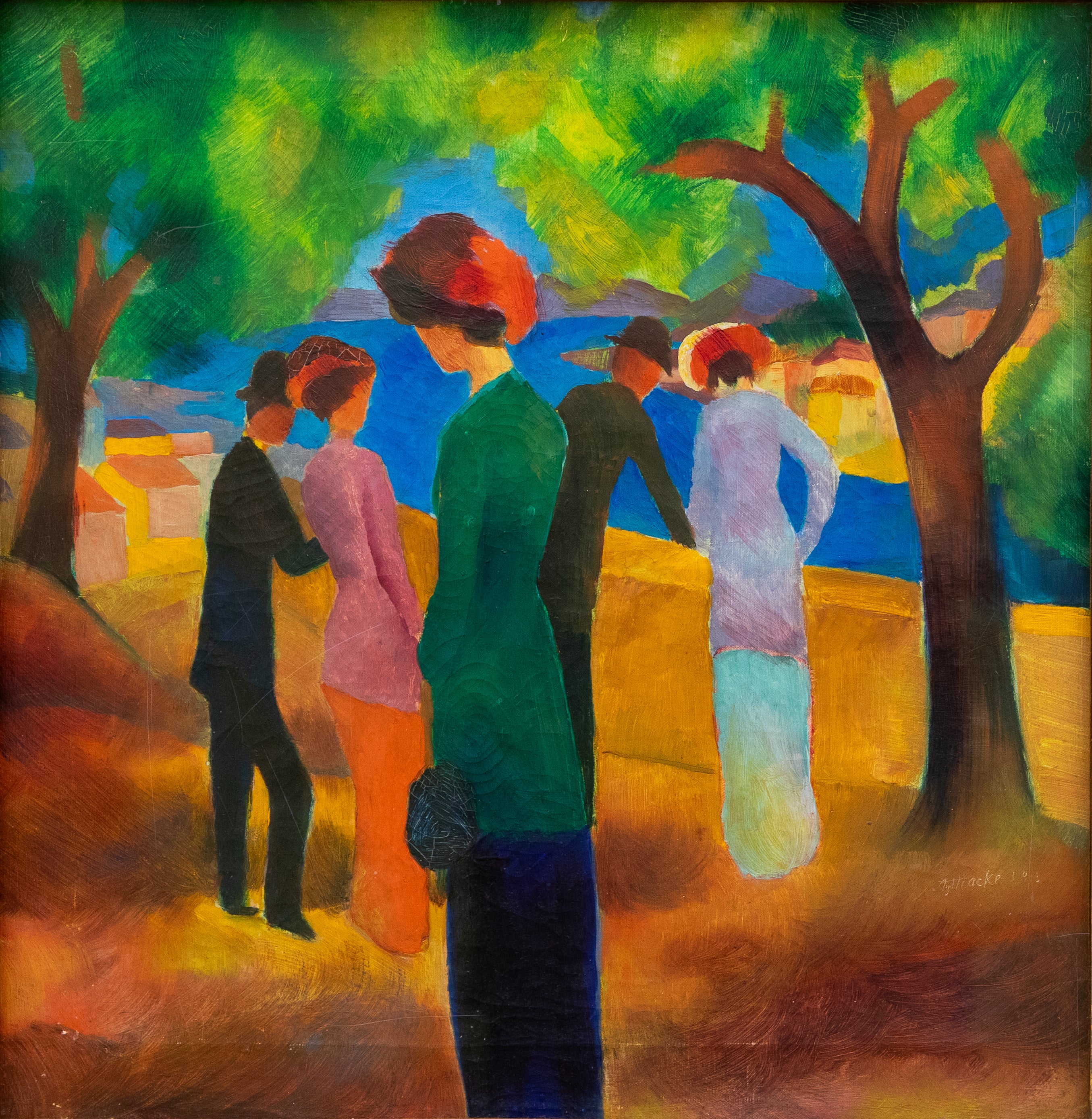 Reproduction du tableau « Femme à la veste verte - August Macke » par Alpha Reproduction en peinture à l’huile