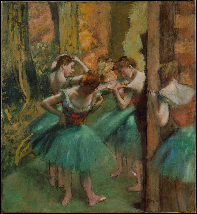 Bailarines, rosas y verdes - Edgar Degas