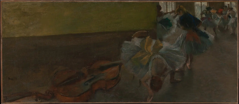 Bailarines en la sala de ensayo con un contrabajo - Edgar Degas