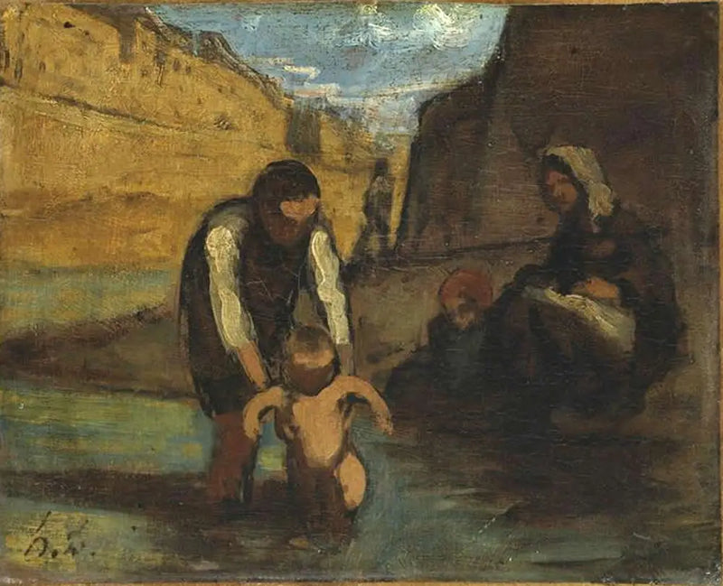 El primer baño - Honoré Daumier