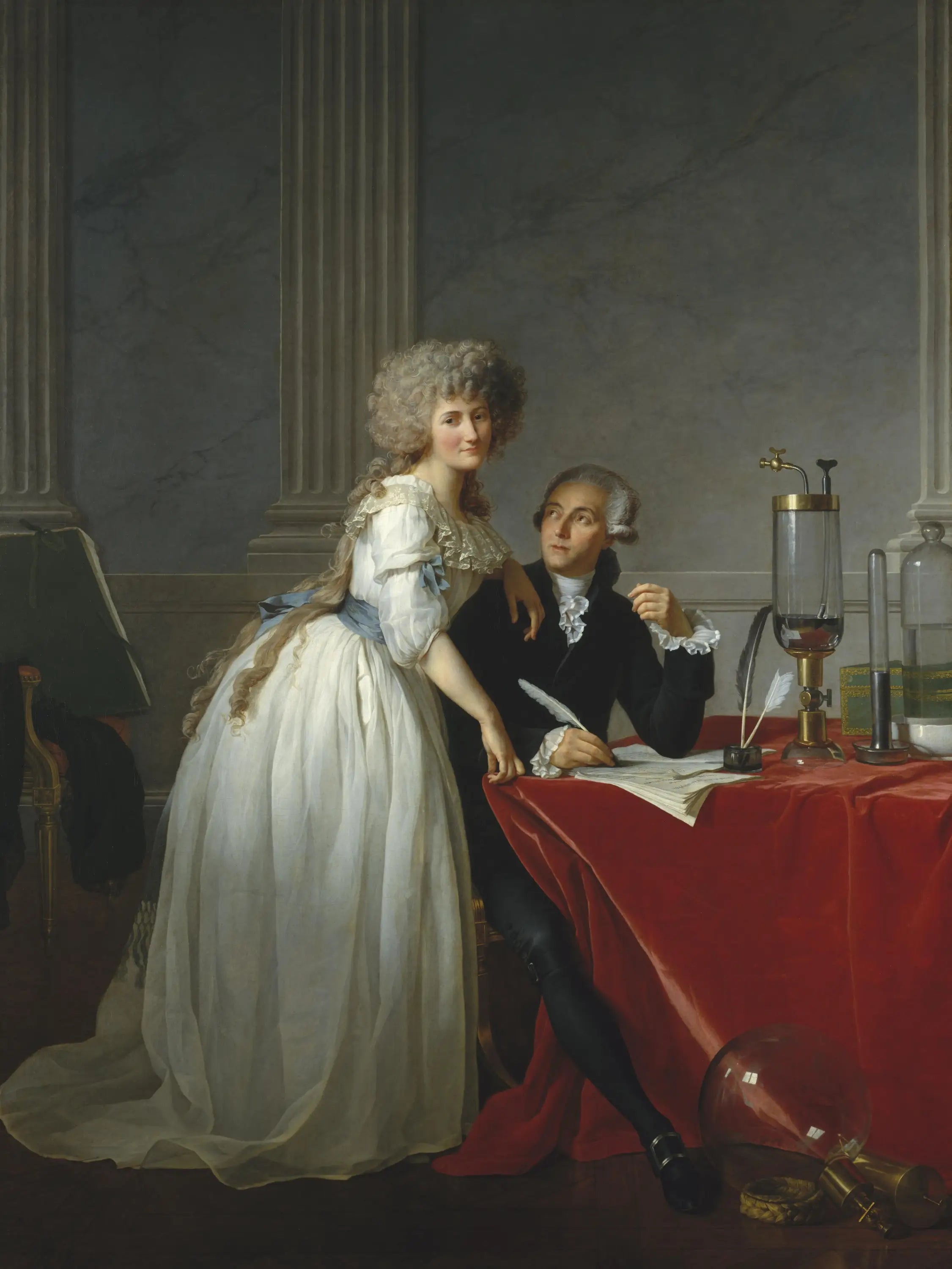 Reproduction du tableau « Portrait d'Antoine-Laurent Lavoisier et de sa femme - Jacques-Louis David » par Alpha Reproduction en peinture à l’huile