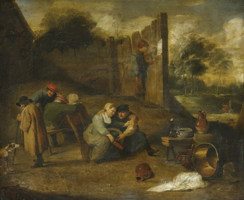 Un grupo de campesinos frente a una taberna - David Teniers el Joven