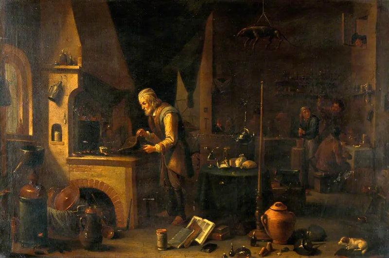 Un alquimista en su laboratorio - David Teniers el Joven