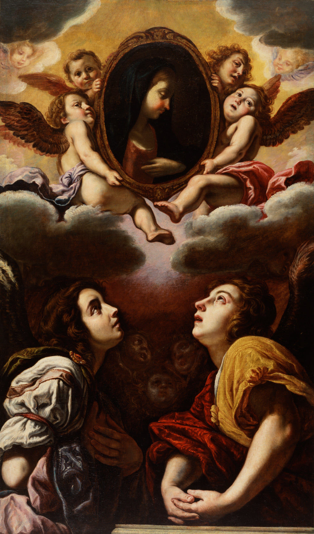 Anges volants et adorateurs - Domenico Fetti image 1 reproduction artisanale de tableau