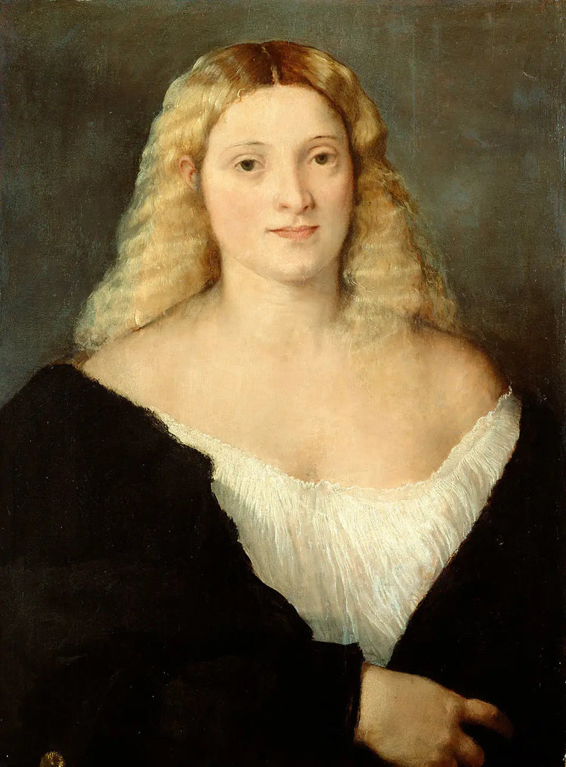 Joven mujer con vestido negro - Titian
