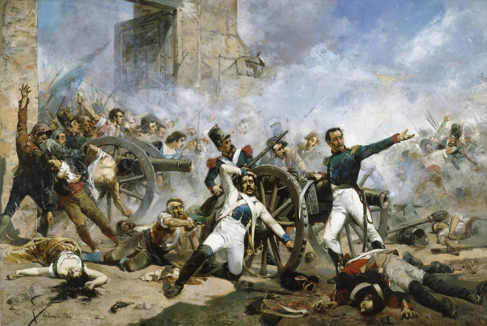 Reproduction du tableau « Défense du Parc d'artillerie de Montéléon - Joaquín Sorolla » par Alpha Reproduction en peinture à l’huile
