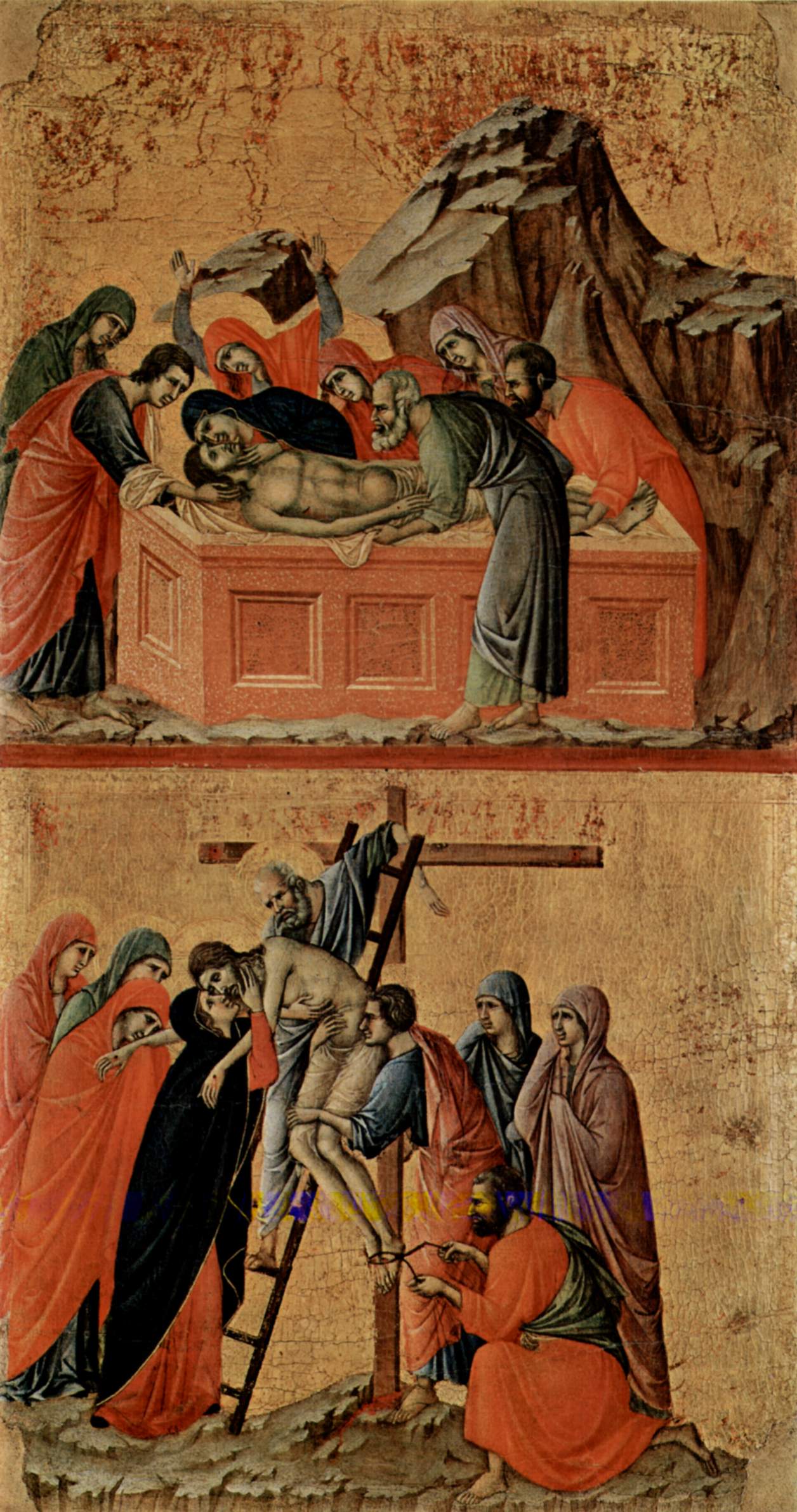 Enterrement du Christ (en haut) ; Descente de Croix (en bas) - Duccio di Buoninsegna - Alpha Reproduction