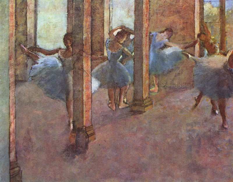 Bailarines entrenando en el Vestíbulo - Edgar Degas