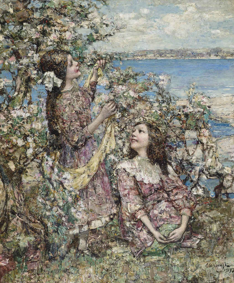 Parmi les fleurs du printemps – Edward Atkinson Hornel