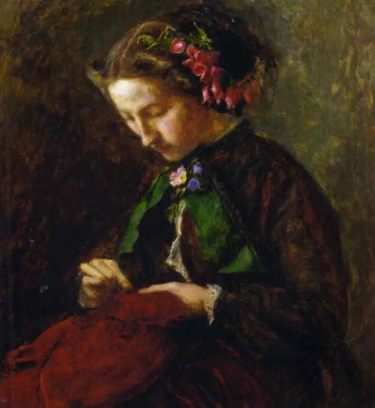 Euphemia 'Effie' Chalmers Gray, Mme John Ruskin (1828-1898), más tarde Lady Millais, con digitales en su cabello (La Digitale) - John Everett Millais