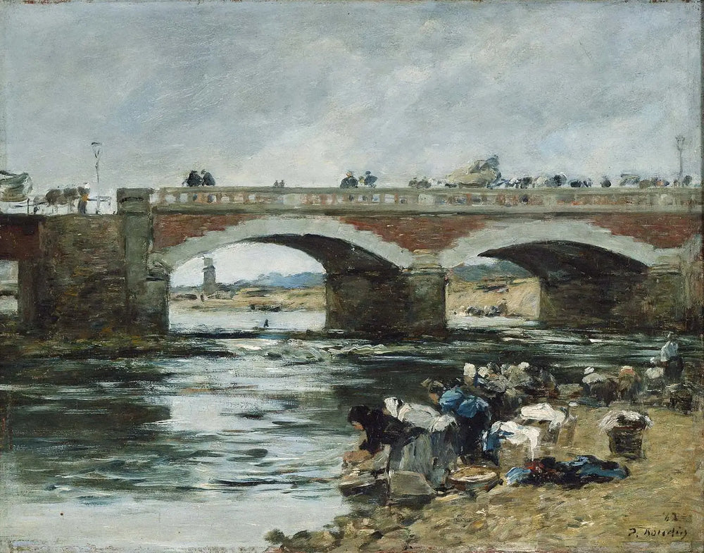 Lavandières près d'un pont - Eugène Boudin image 1 reproduction d’œuvre d’art à l’huile