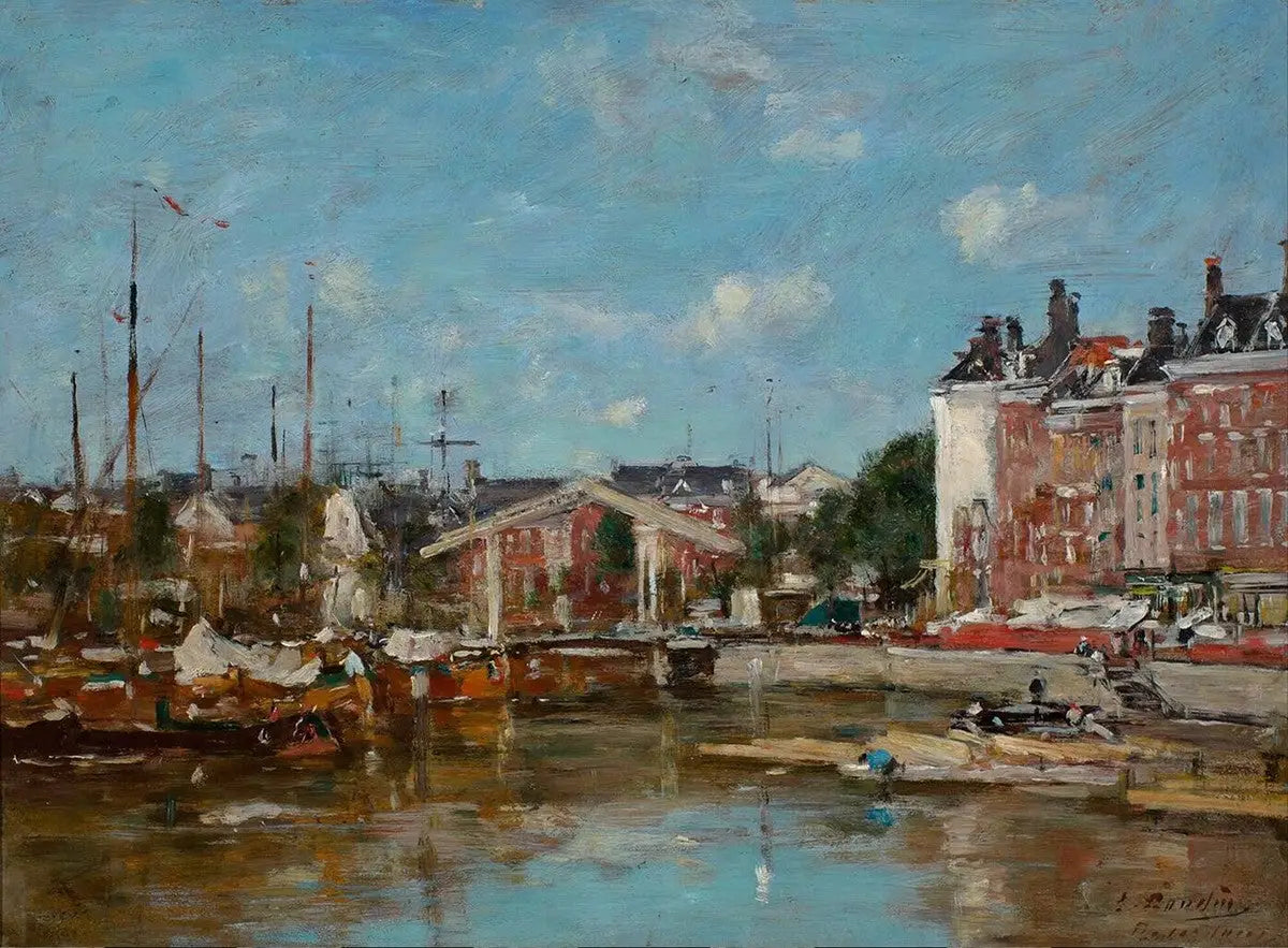 Reproduction du tableau « Le Leuvehaven, à Rotterdam - Eugène Boudin » par Alpha Reproduction en peinture à l’huile