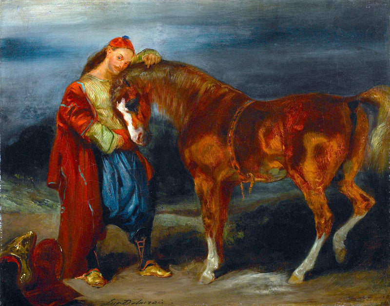 Joven turco acariciando su caballo - Eugène Delacroix