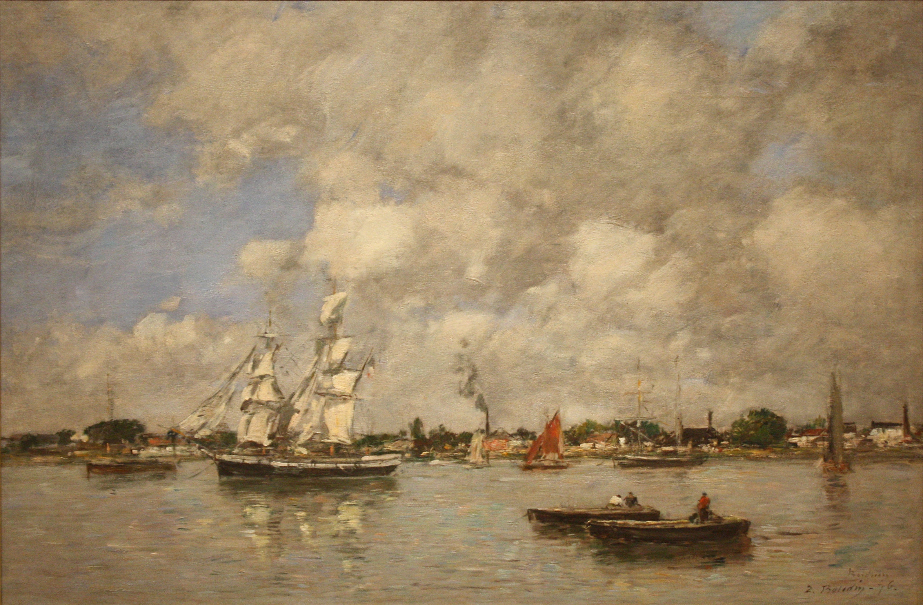 Reproduction du tableau « Bordeaux, Bateaux sur la Garonne - Eugène Boudin » par Alpha Reproduction en peinture à l’huile