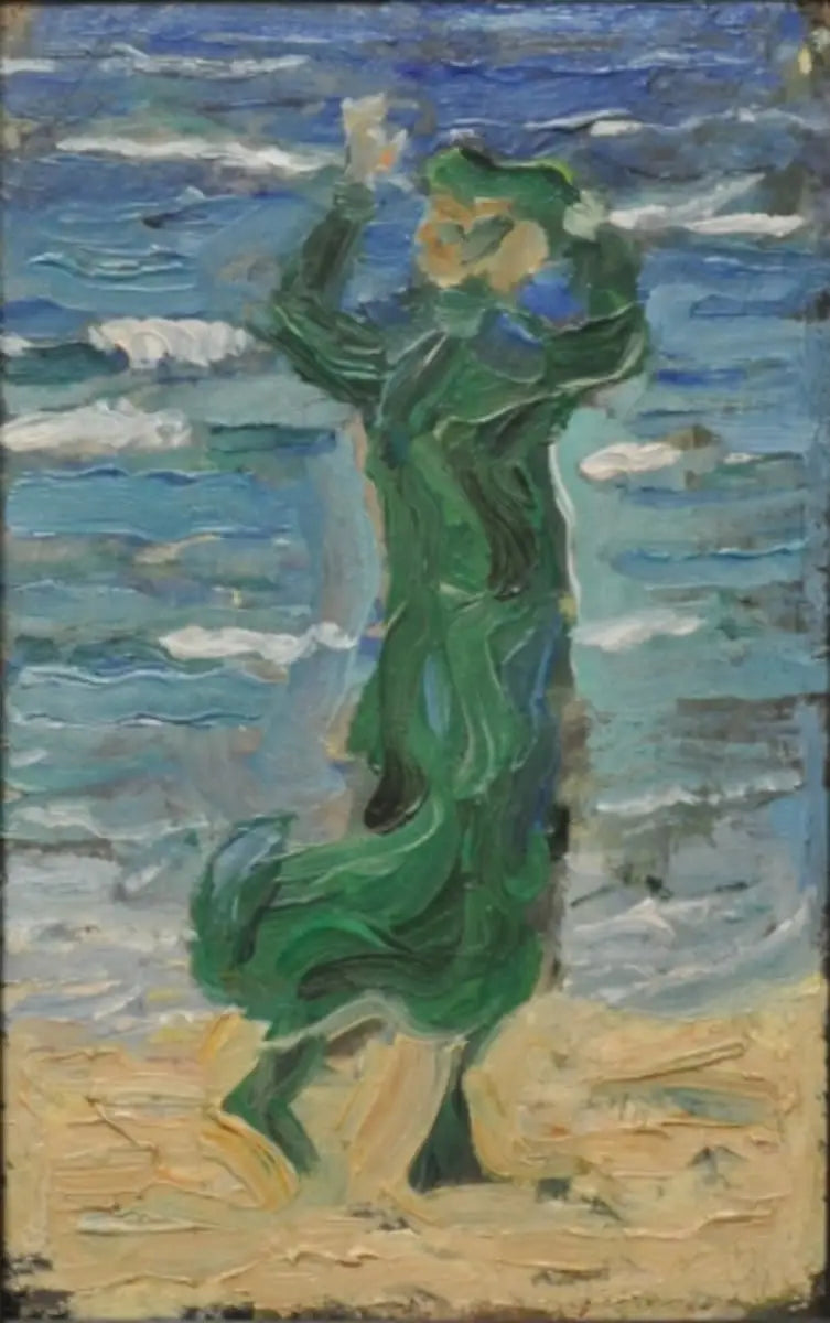 Mujer en el viento al borde del mar - Franz Marc