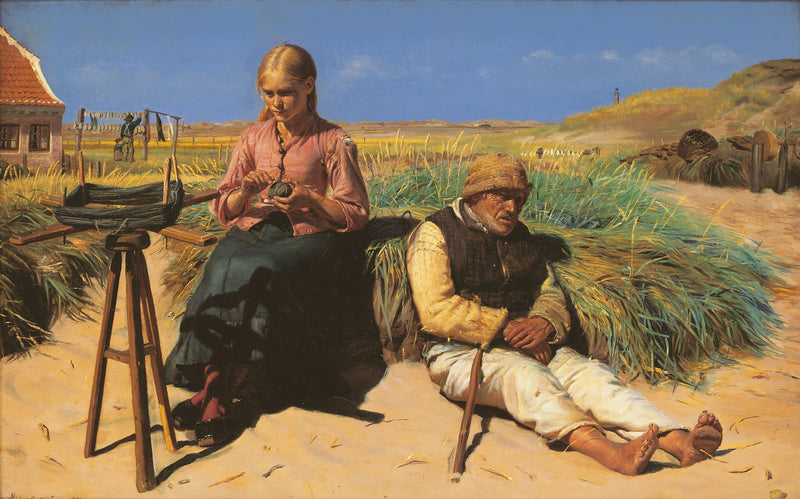 Siluetas en un paisaje. Kristian y Tine, ciegos, entre las dunas. - Michael Peter Ancher