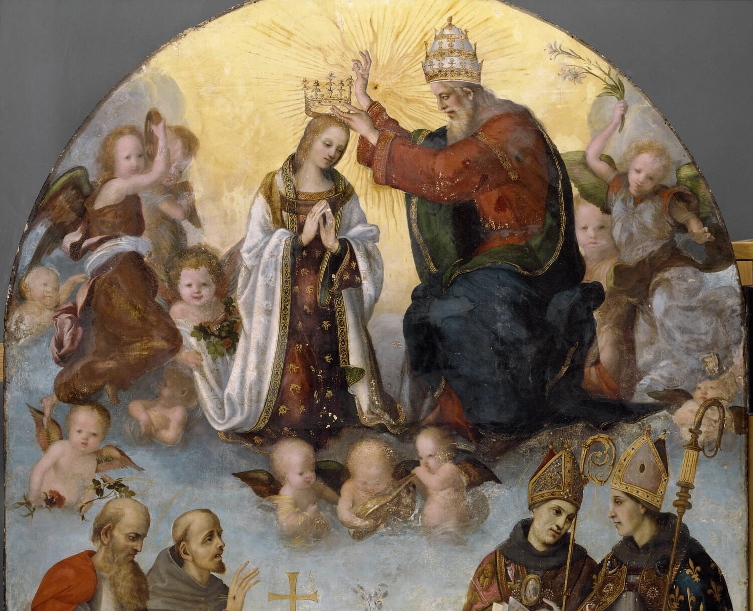 Le Couronnement de la Vierge avec saint Jérôme saint François d’Assise saint Bonaventure et saint Louis de Toulouse