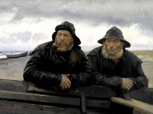 Dos pescadores cerca de un barco - Michael Peter Ancher